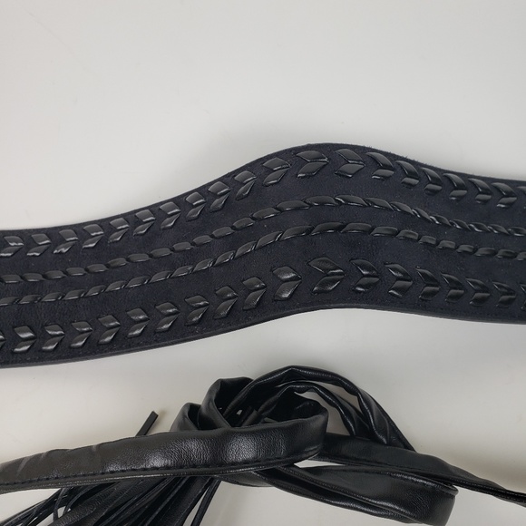 NWOT Express Black Tie Waist Belt, One Size - Picture 4 of 5